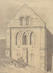 Kerk van Graville nabij Havre de Grace, Normandië - Einde van het noordelijke transept